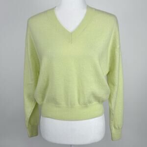 Crush Cashmere V-Neck Long Sleeve Lightweight Sweater Size XS Green Soft Cozy